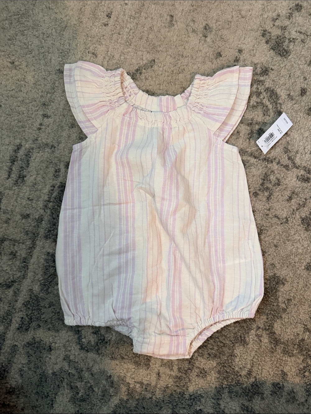 Old Navy Pink Lavender Stripe Ruffle Romper